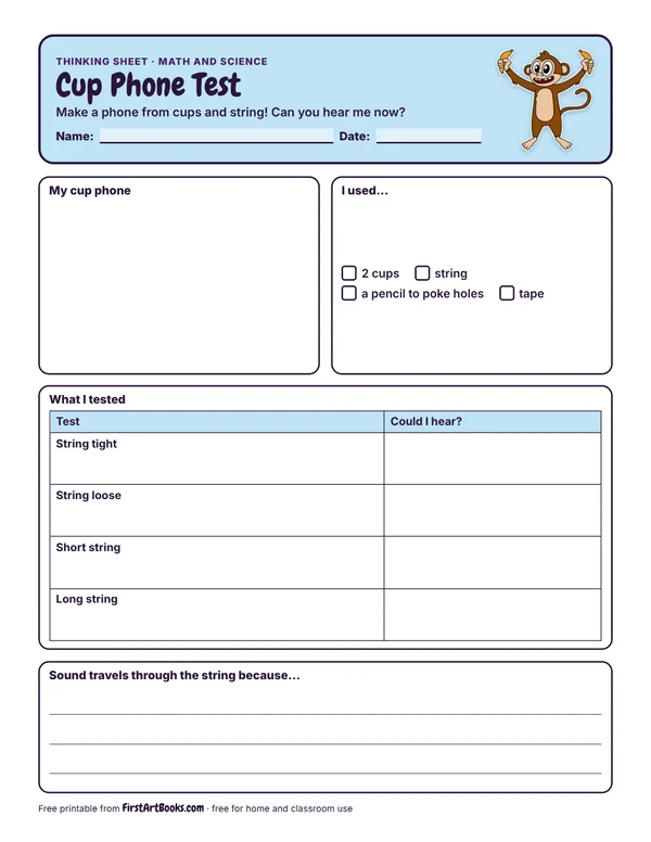 Preview of the Cup Phone Test thinking sheet