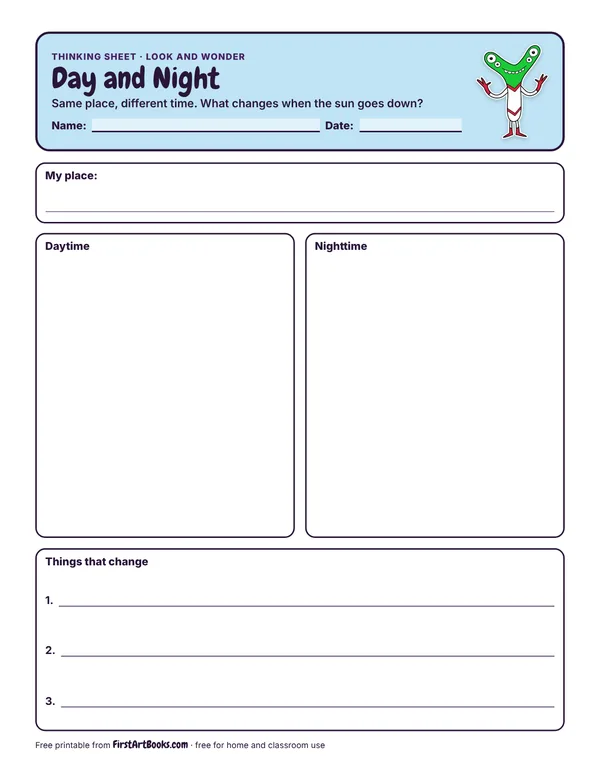 Day and Night thinking sheet
