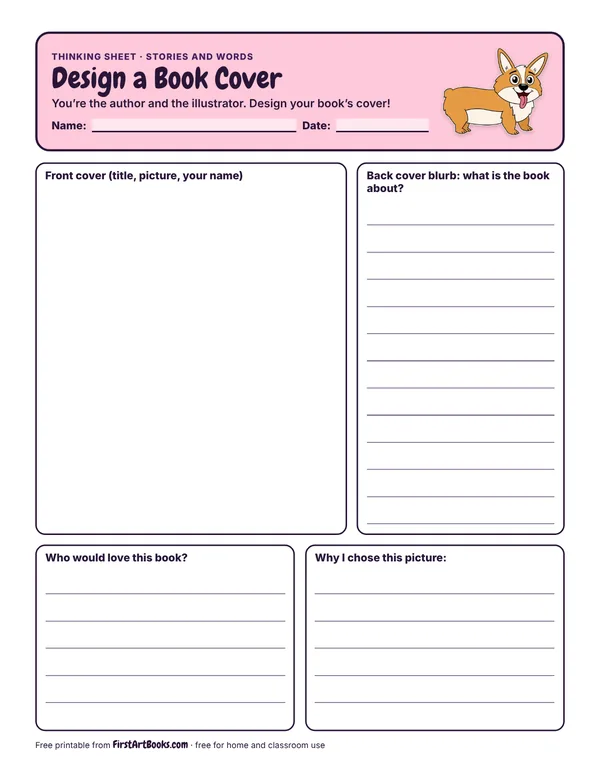 Design a Book Cover thinking sheet