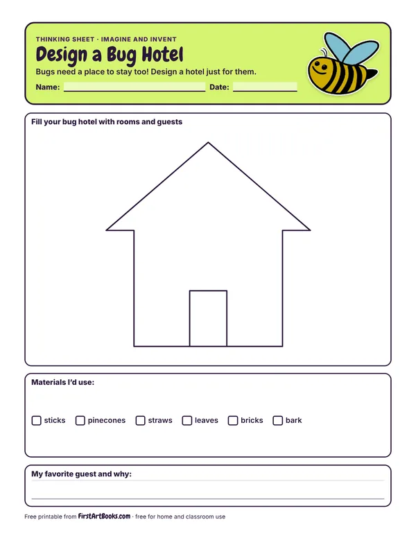 Preview of the Design a Bug Hotel thinking sheet