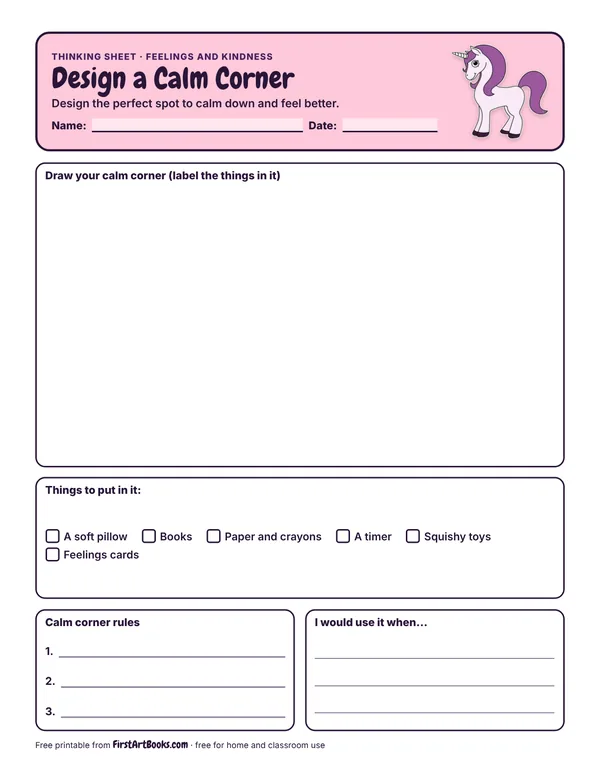 Preview of the Design a Calm Corner thinking sheet
