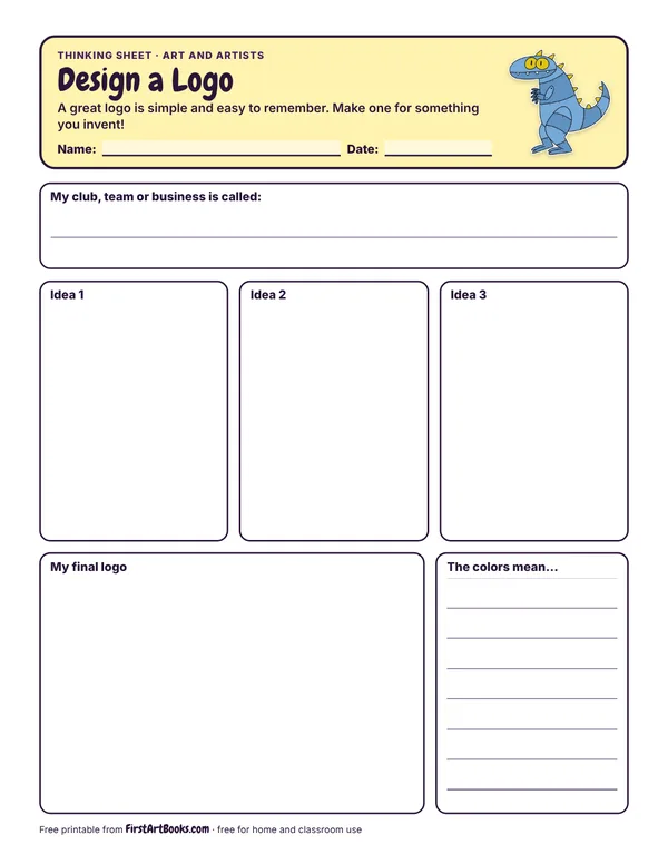 Preview of the Design a Logo thinking sheet