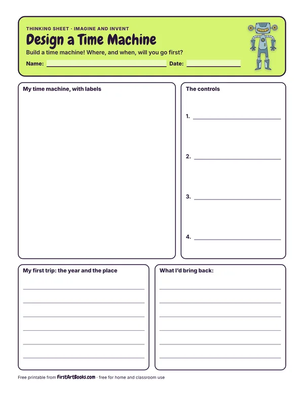 Preview of the Design a Time Machine thinking sheet
