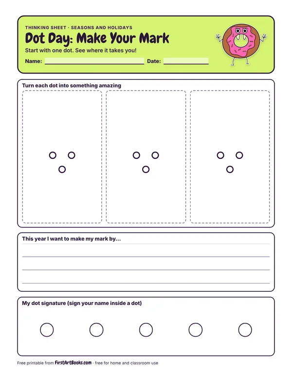 Preview of the Dot Day: Make Your Mark thinking sheet