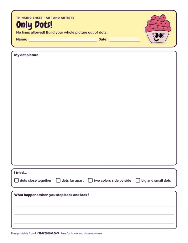 Preview of the Only Dots! thinking sheet