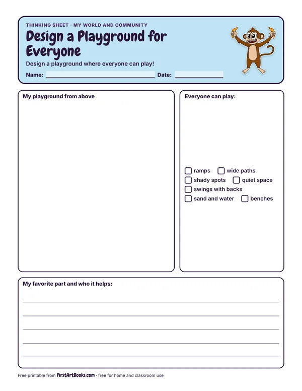 Preview of the Design a Playground for Everyone thinking sheet