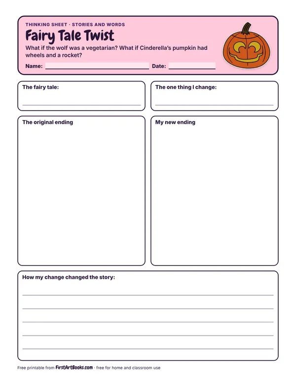 Fairy Tale Twist thinking sheet