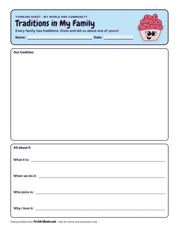 Preview of the Traditions in My Family thinking sheet