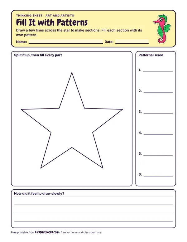 Preview of the Fill It with Patterns thinking sheet