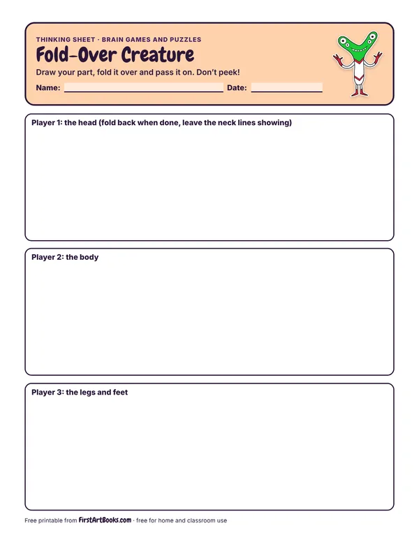 Preview of the Fold-Over Creature thinking sheet