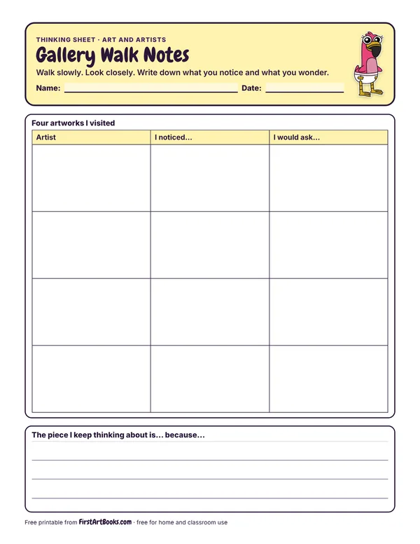 Preview of the Gallery Walk Notes thinking sheet