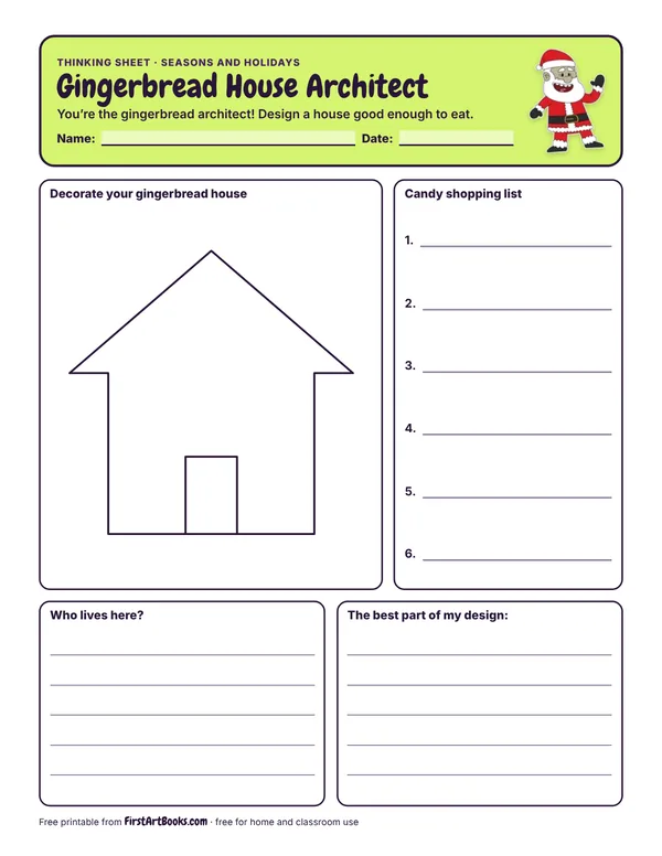Preview of the Gingerbread House Architect thinking sheet
