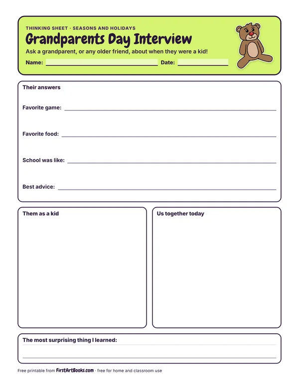 Preview of the Grandparents Day Interview thinking sheet