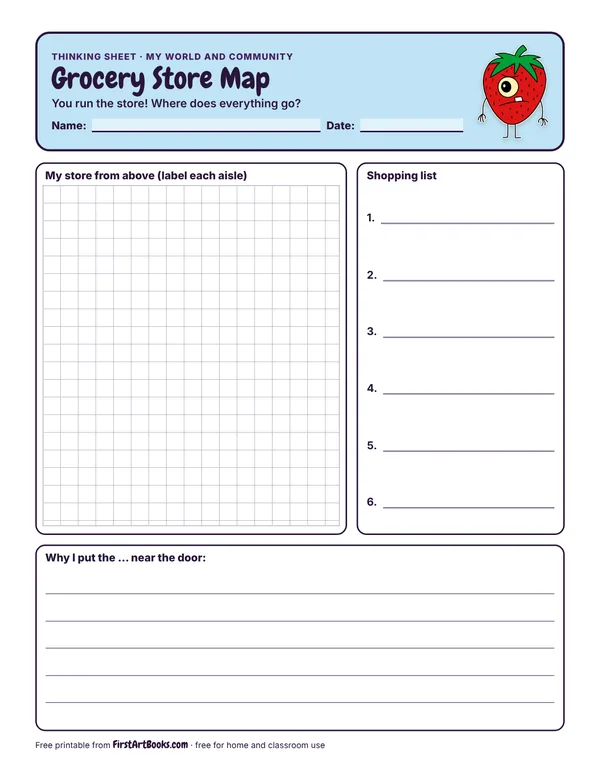 Preview of the Grocery Store Map thinking sheet
