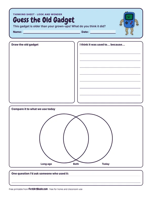 Preview of the Guess the Old Gadget thinking sheet