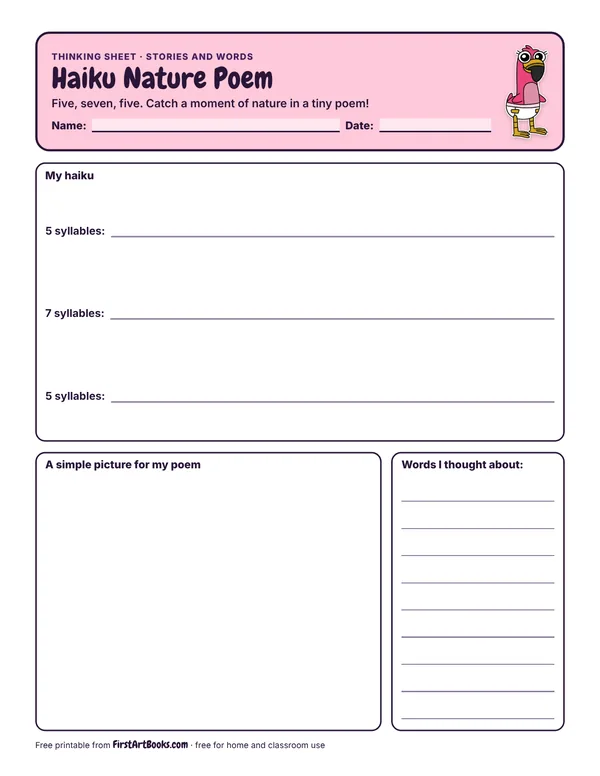 Preview of the Haiku Nature Poem thinking sheet