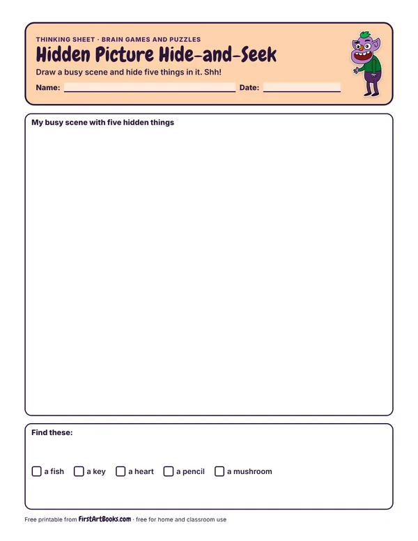 Preview of the Hidden Picture Hide-and-Seek thinking sheet
