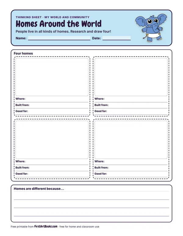 Preview of the Homes Around the World thinking sheet