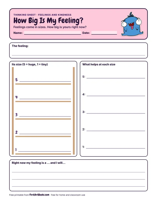 Preview of the How Big Is My Feeling? thinking sheet