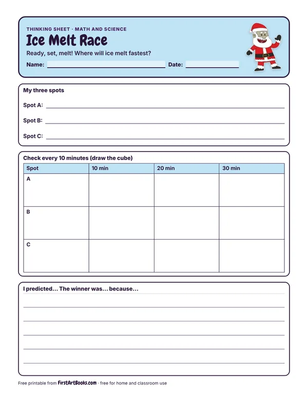 Preview of the Ice Melt Race thinking sheet