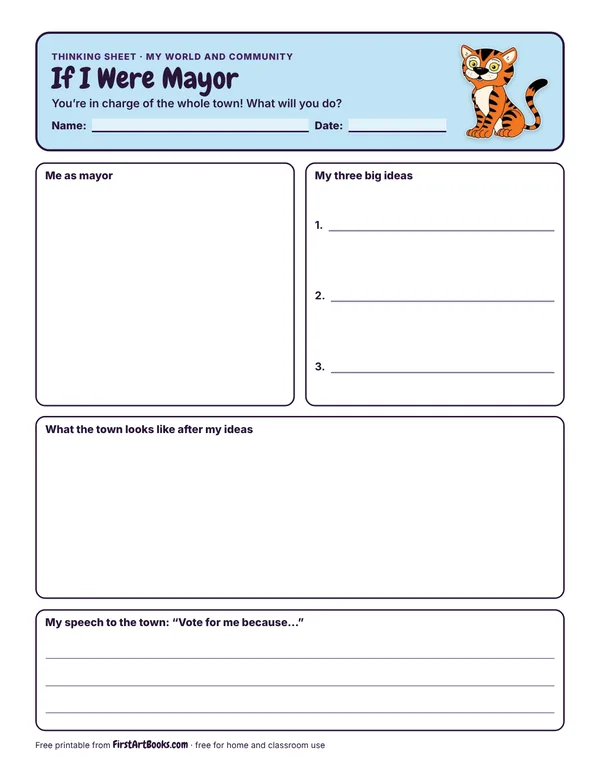 Preview of the If I Were Mayor thinking sheet