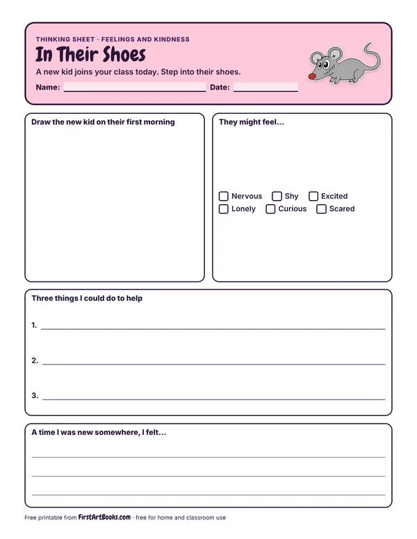 In Their Shoes thinking sheet