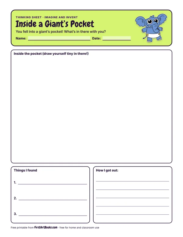 Preview of the Inside a Giant’s Pocket thinking sheet