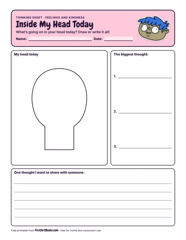 Preview of the Inside My Head Today thinking sheet