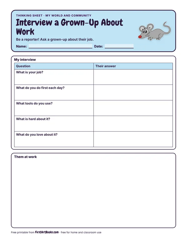 Preview of the Interview a Grown-Up About Work thinking sheet