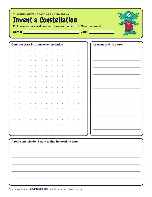 Preview of the Invent a Constellation thinking sheet
