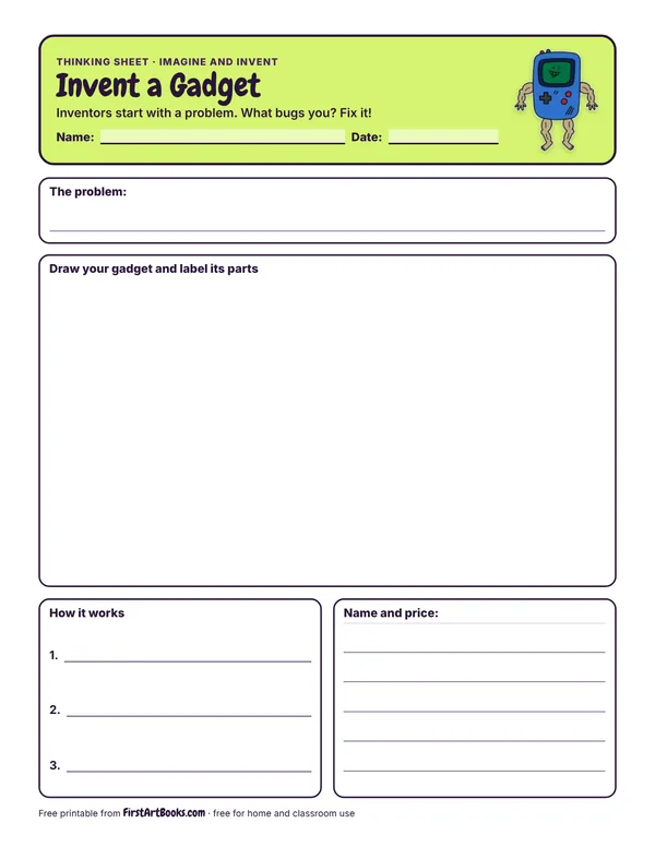 Invent a Gadget thinking sheet