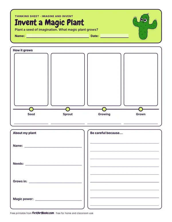 Preview of the Invent a Magic Plant thinking sheet