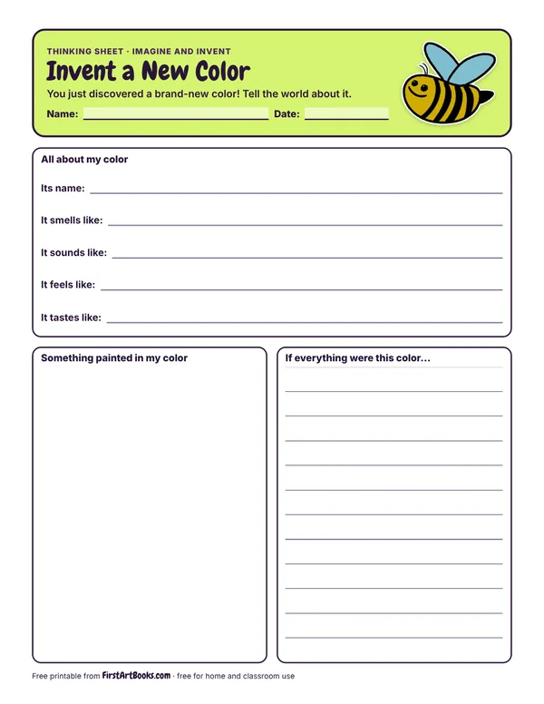 Preview of the Invent a New Color thinking sheet