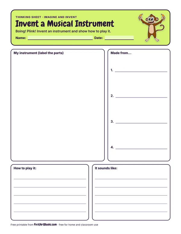 Preview of the Invent a Musical Instrument thinking sheet