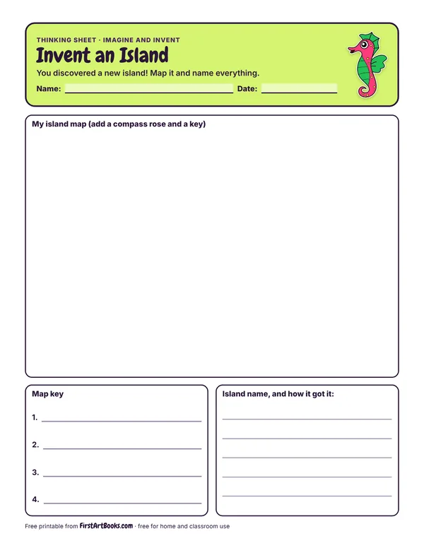 Preview of the Invent an Island thinking sheet