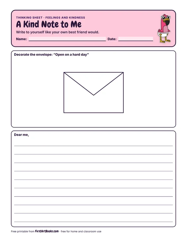 Preview of the A Kind Note to Me thinking sheet