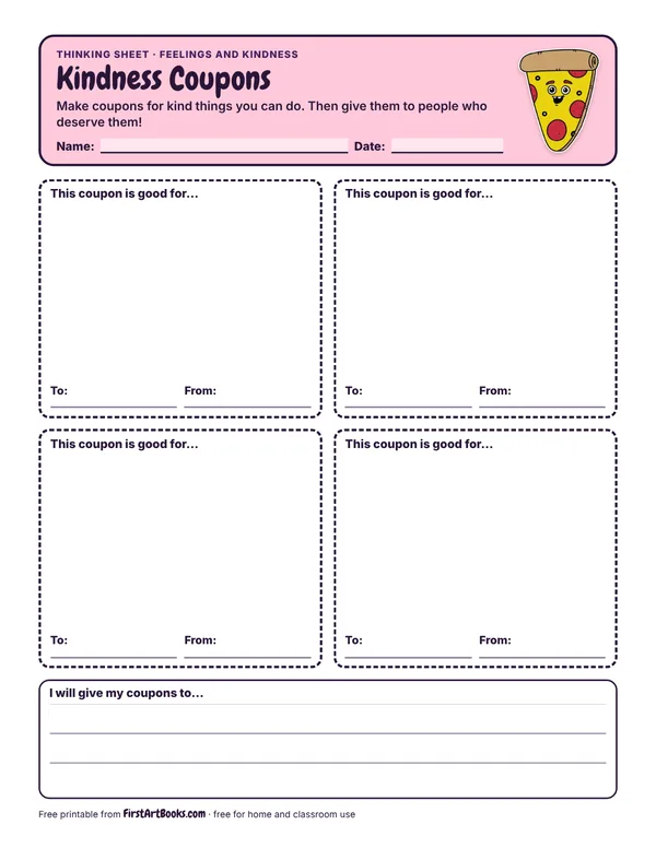 Kindness Coupons thinking sheet