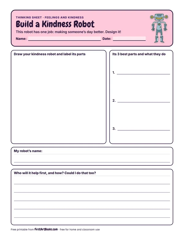 Build a Kindness Robot thinking sheet
