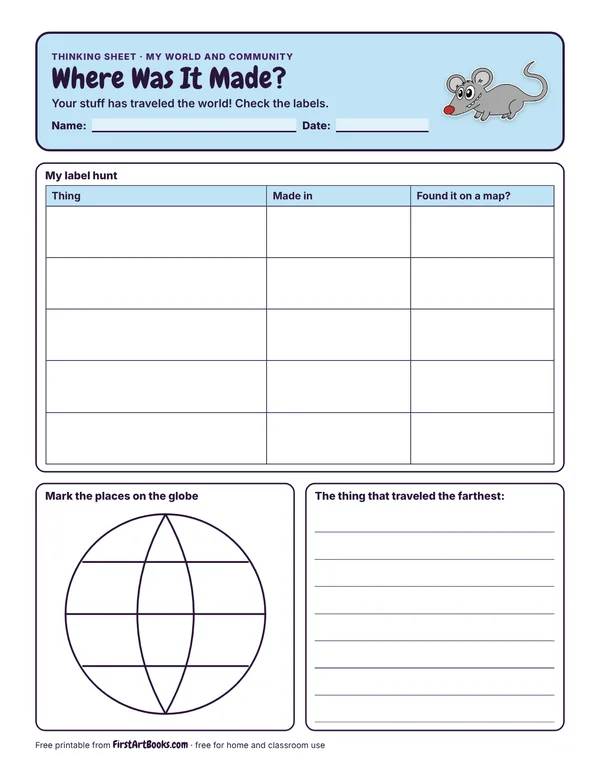 Preview of the Where Was It Made? thinking sheet