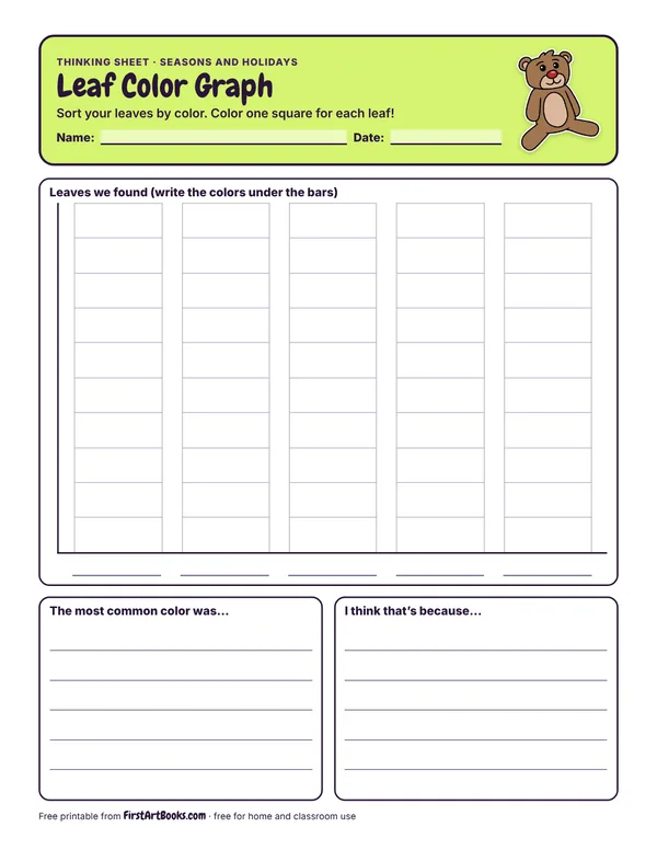 Leaf Color Graph thinking sheet
