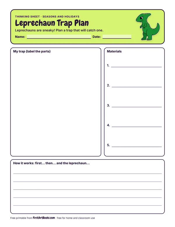 Preview of the Leprechaun Trap Plan thinking sheet
