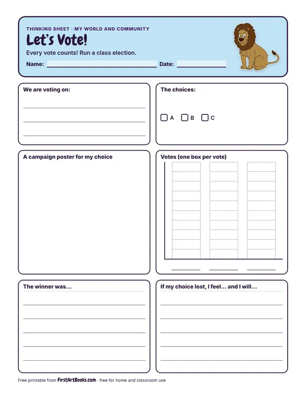 Preview of the Let’s Vote! thinking sheet