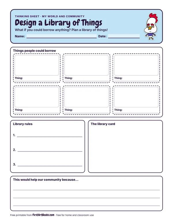 Preview of the Design a Library of Things thinking sheet