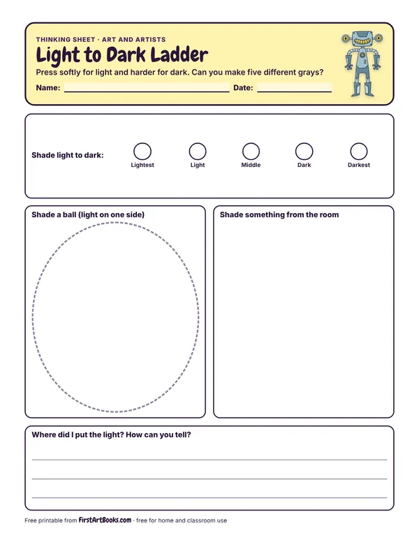 Preview of the Light to Dark Ladder thinking sheet