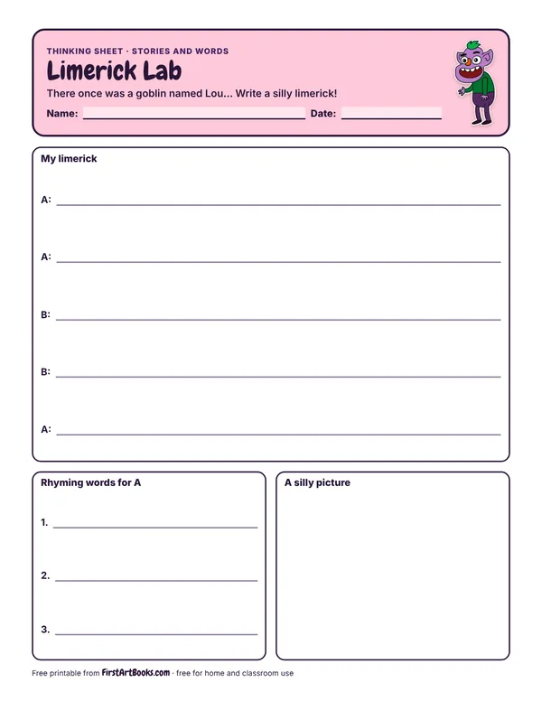Preview of the Limerick Lab thinking sheet