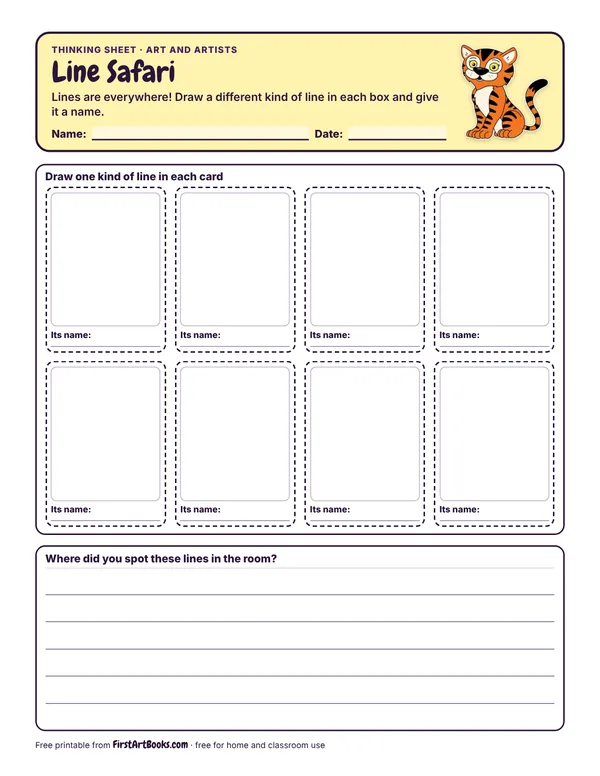 Line Safari thinking sheet