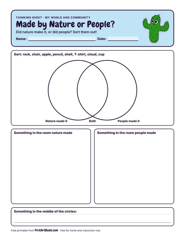 Preview of the Made by Nature or People? thinking sheet
