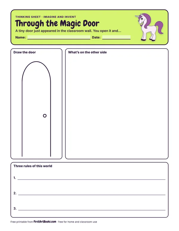 Through the Magic Door thinking sheet
