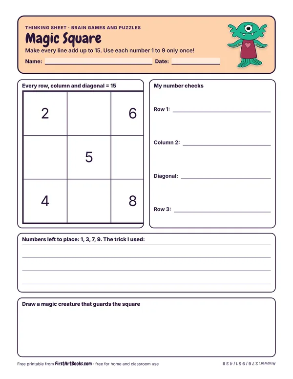 Preview of the Magic Square thinking sheet
