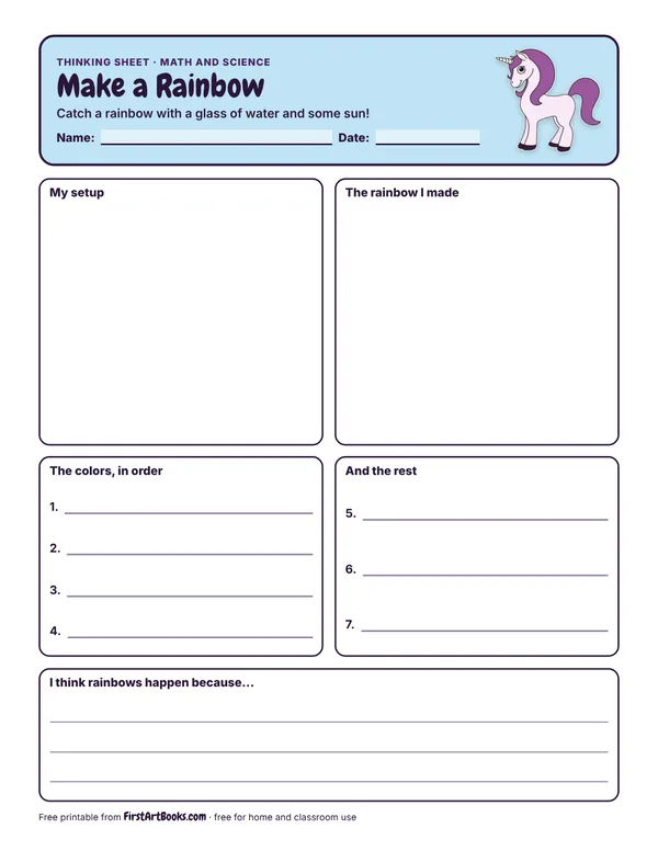 Preview of the Make a Rainbow thinking sheet